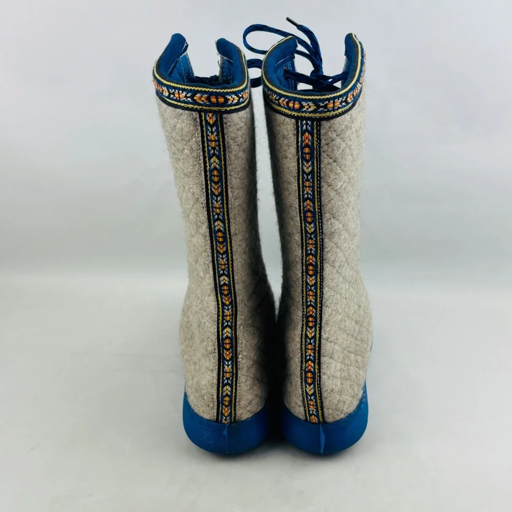 Nesna Polar Lobben Winter Boots‎ Womens 39 US 8 Grey Wool Felt Lace Up Norwegian